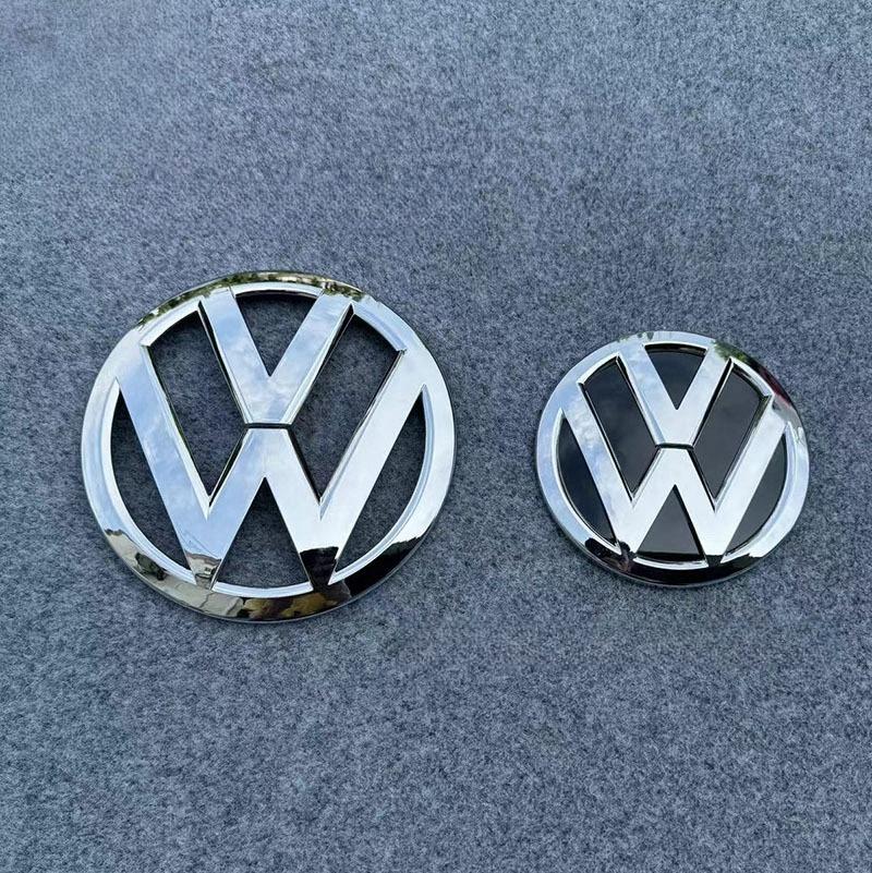 Для VOLKSWAGEN Подходит для Volkswagen T6 ярко-черный серебристый матовый 170 мм логотип передней решетки радиатора + 130 мм логотип задней крышки багажника c