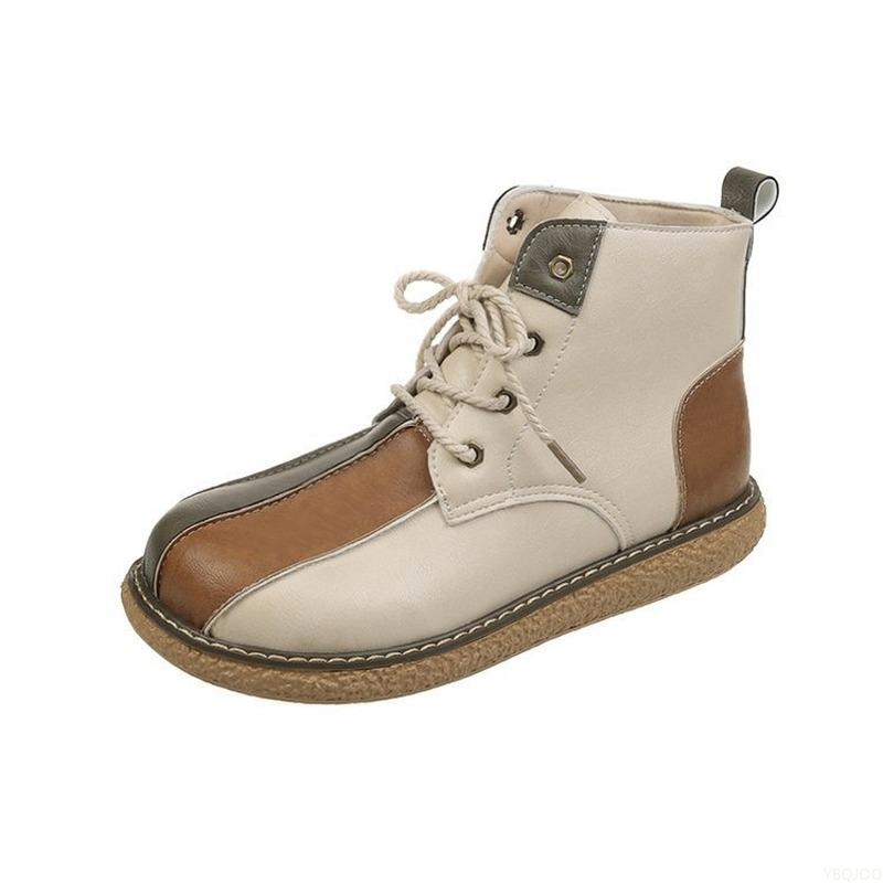 Женские ботильоны, новинка 2024 года, женская обувь из ретро-кожи с плетением, винтажная осенняя обувь на шнуровке, повседневные короткие ботинки на плоской подошве Botas De Mujer