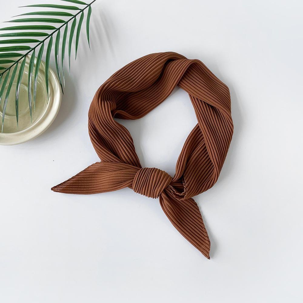 Soft Wrap Solid-color Bandana Hair Band Pleated Silk Scarf Fashion Chiffon Hair Scarf Girls