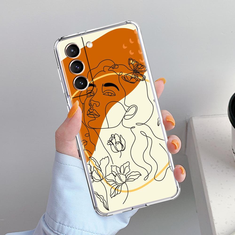 Чехол для телефона Samsung Galaxy S26 S25 S24 S23 S22 Ultra S20 S21 FE 5G Plus Мягкий прозрачный чехол Линейная графика