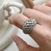 PANJBJ 925 Sterling Silver Frosting Wide Ring for Women Texture Design Fashion Punk Ins Personality Jewelry Gift Dropshipping