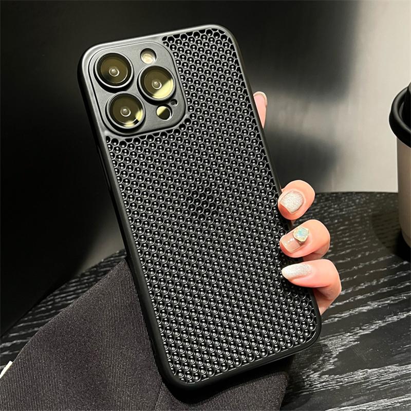Охлаждающий сетчатый защитный чехол для линз из стекла для iPhone 16 15 14 11 12 13 Pro Max 16 Plus, жесткий противоударный чехол с рассеиванием тепла