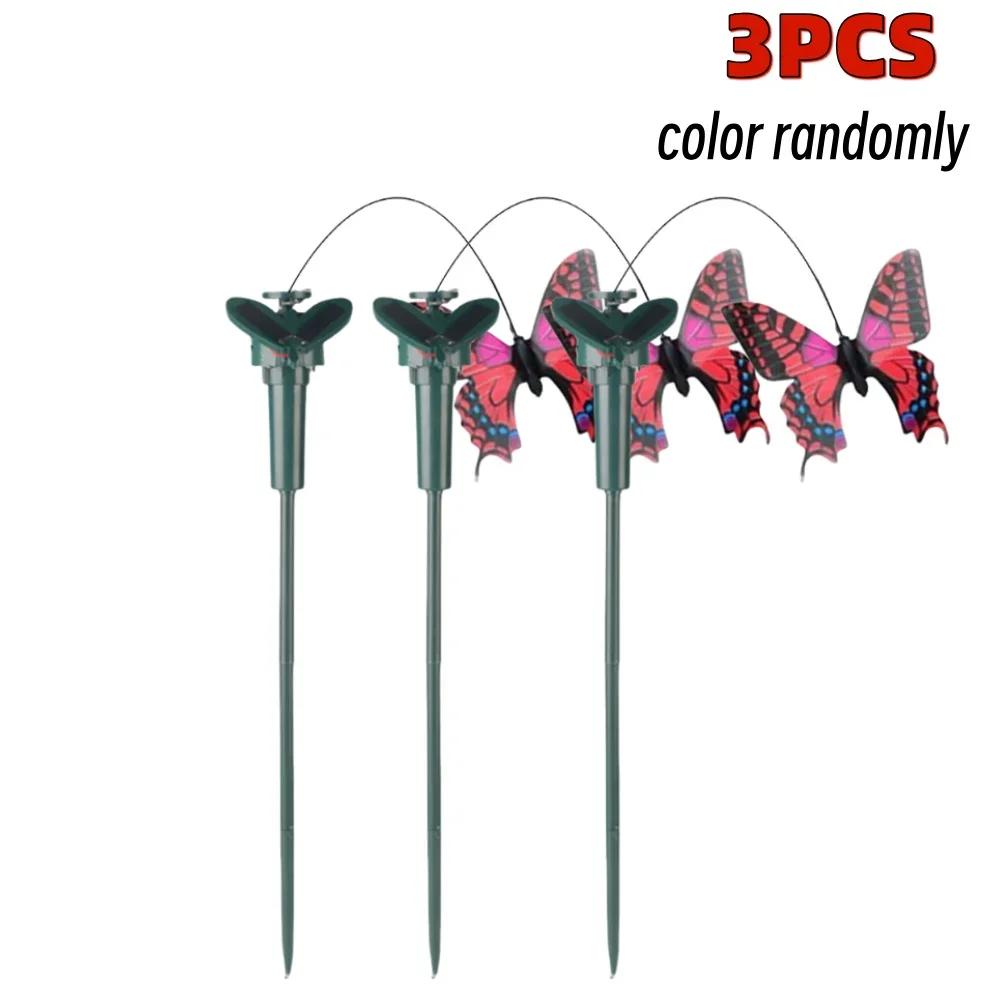 1/2/3PCS Solar Powered Flying Butterflies Auto Flying Bird Garden Dancing Fluttering Butterfly Hummingbird Yard Home Decor