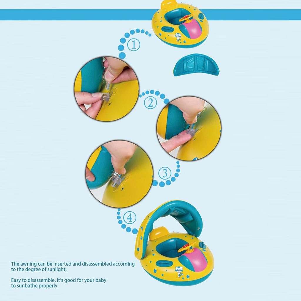 Baby Swimming Ring Children's-Boat With Roof And Handles Swimming PVC Inflatable