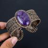 Amethyst Gemstone Pure Copper Wire Wrapped Handmade Jewelry Adjustable Cuff/ Bangle
