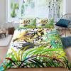 Комплект постельного белья с изображением животных джунглей, тигров, леопардов, королевских королев, пододеяльник с акварельными тропическими растениями, покрывало из полиэстера