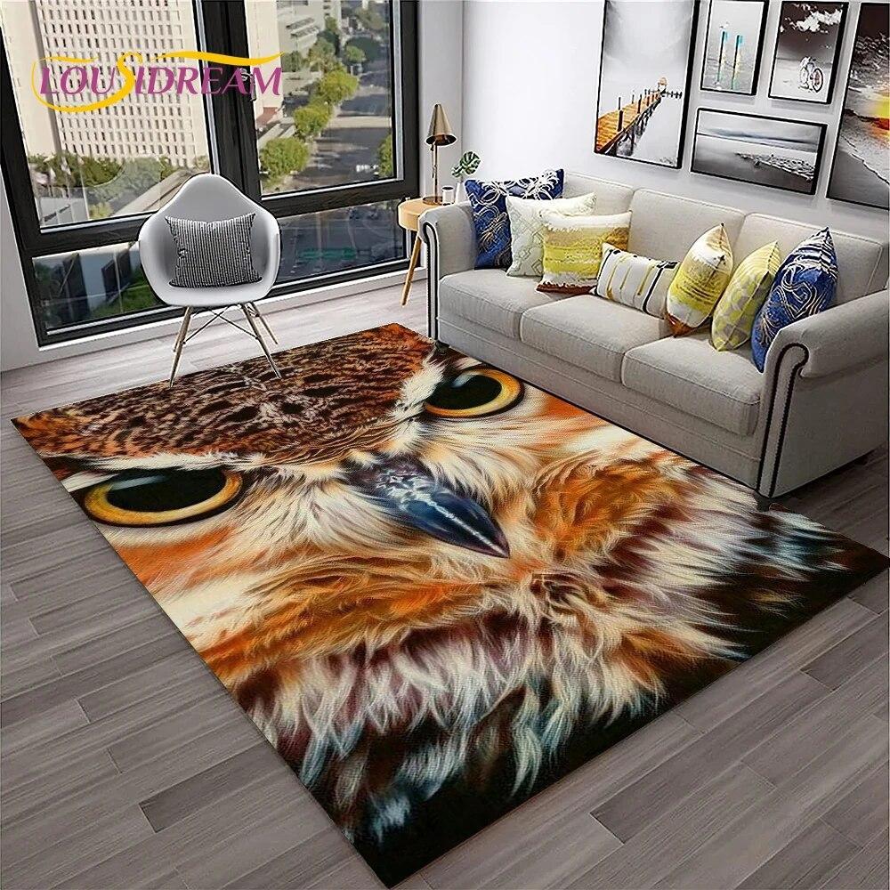 3D Cartoon Cute Owl Series Carpet Rug for Home Living Room Bedroom Sofa Kitchen Doormat Decor,Child Area Rug Non-slip Floor Mat