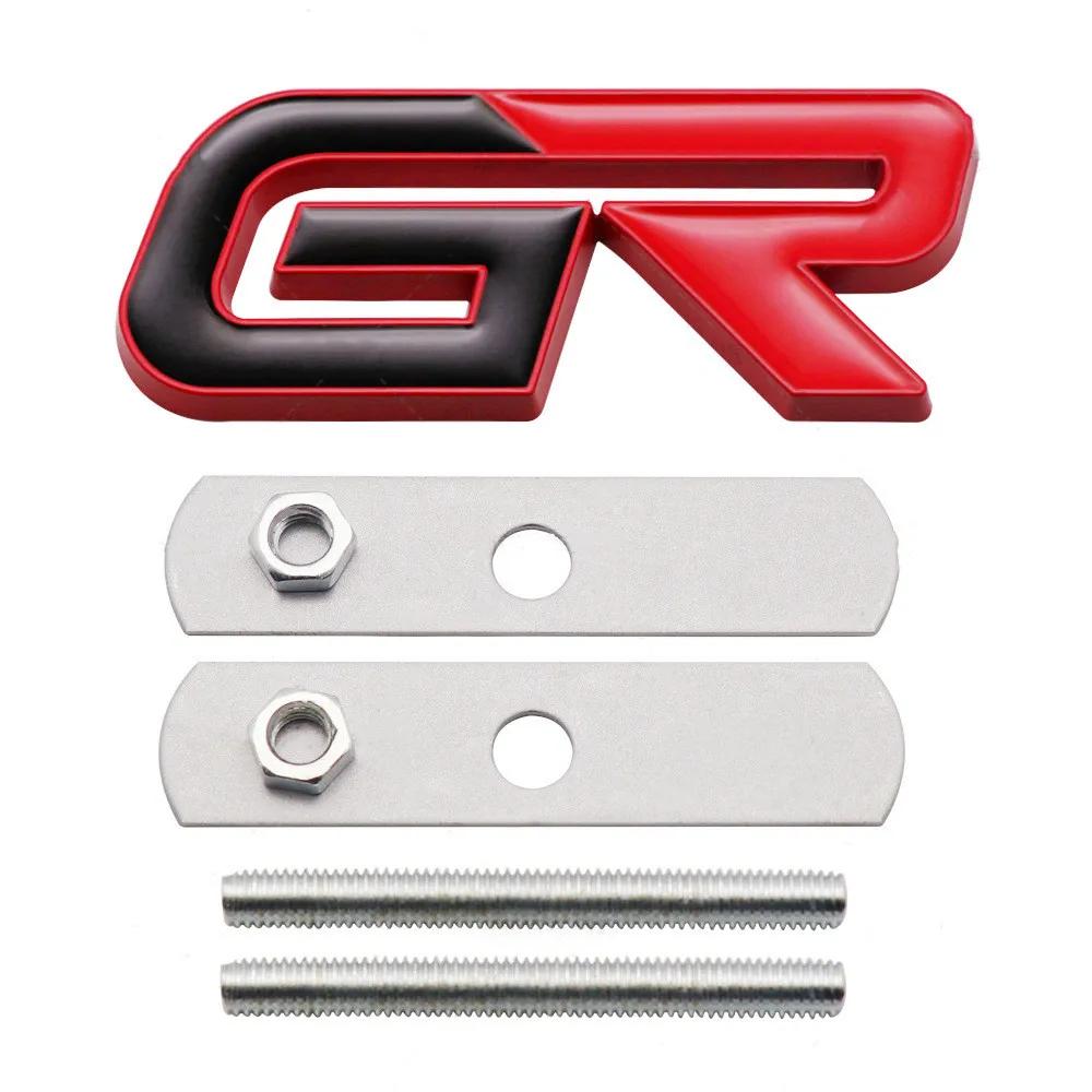 ADE1 3D Metal GR Car Front Grille Emblem Badge Rear Trunk Sticker Decal For Toyota GR Gazoo Sport C-HR RAV4 Mirai Avensis Prado Prius
