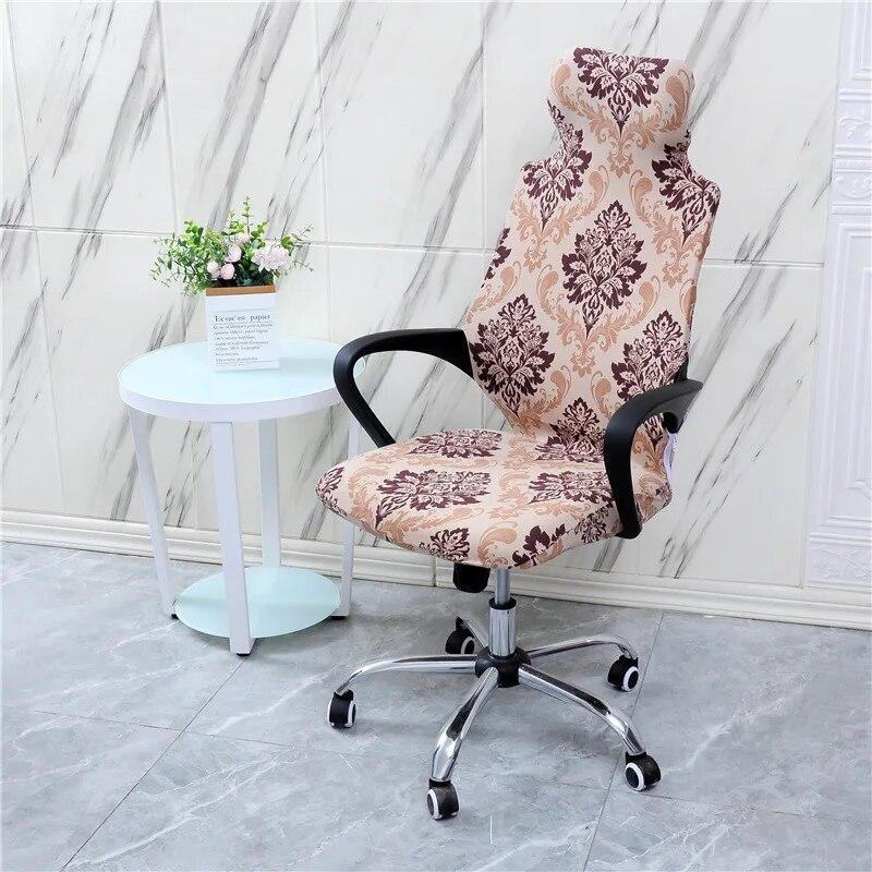 Stretch Game Chair Cover with Headrest for Office Internet Cafe Computer Armrest Gaming Chair Covers Printed Fabric Seat Case