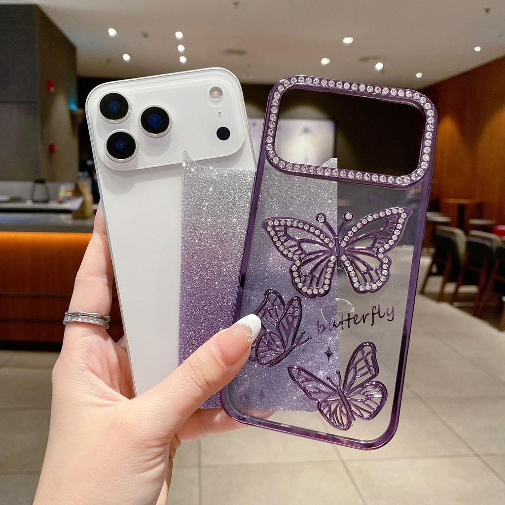 Новый чехол для мобильного телефона iPhone11promax с постепенным изменением цвета, вспышкой-бабочкой и бриллиантами подходит для 11, мягкое покрытие, 11 защитный чехол