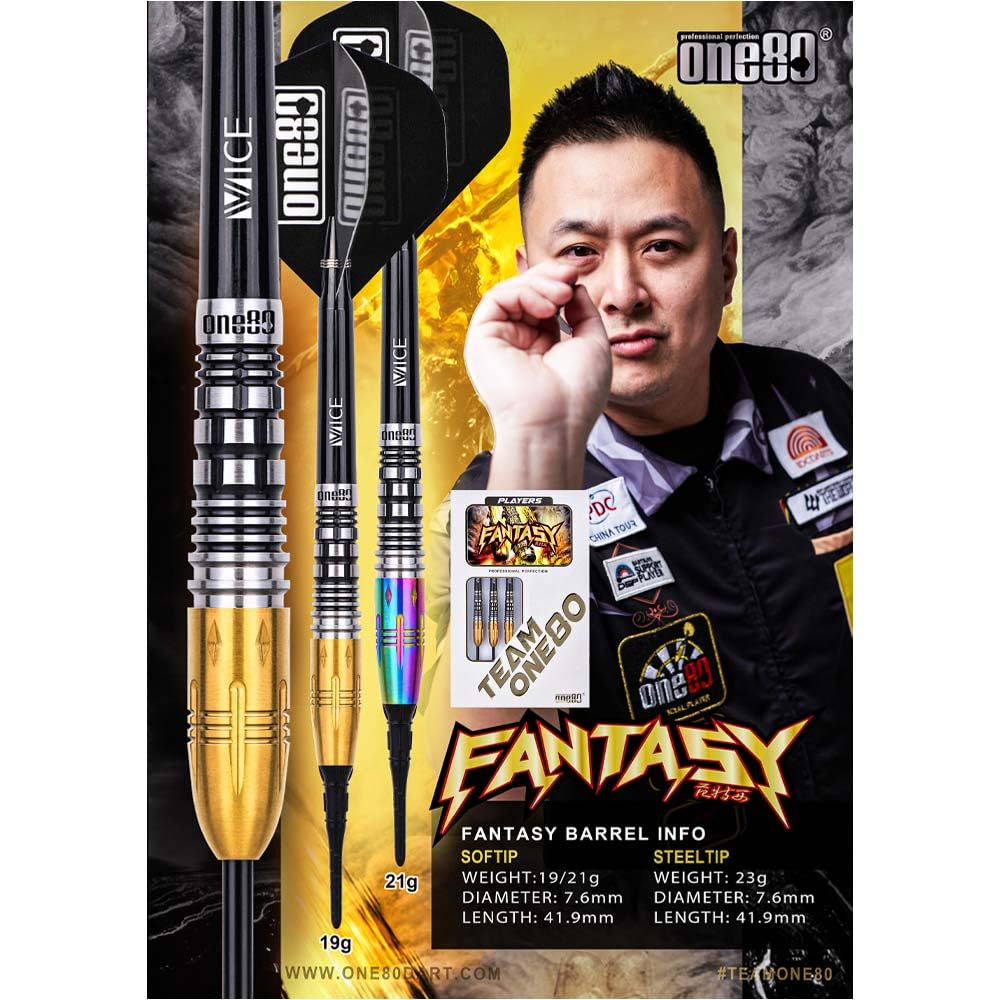 One80 Fantasy 2BA 21г Модель игрока Fan Texi Баррель для дартса Набор дартс