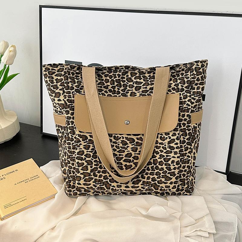 Большая вместительная сумка через плечо с леопардовым принтом, женская сумка-тоут, большая сумка для покупок, дорожная сумка