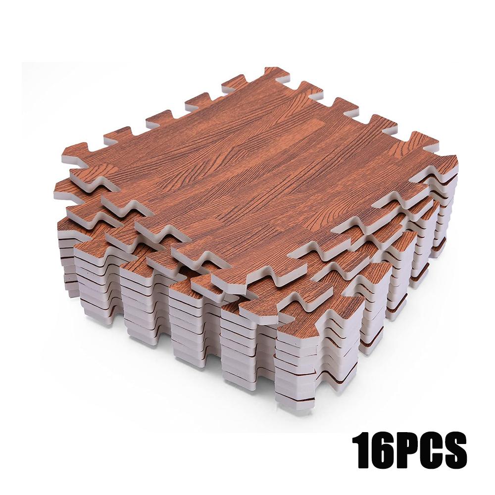 16 шт., напольные коврики под дерево, толстые переплетающиеся пушистые плитки, квадратный ковер, мягкие коврики для скалолазания, 16 шт.