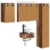 Bathroom Furniture Set 5 pcs Reclaimed Wood Engineered Wood and Glass