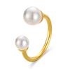 European And American Niche Design High-End U-Shaped Open Ring Double Pearl Adjustable Ring Women'S Ring Jewelry