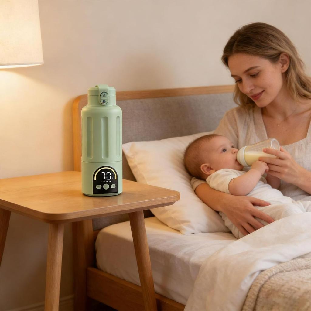 30W Type C Rechargeable Bottle Warmer 500ML Rapid Heating Cup Cordless with Digital Display Portable Portable Bottle Warmer