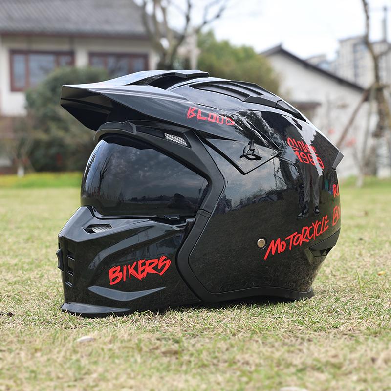 Мотоциклетный шлем мужской и женский ретро уличный буллер combination full helmet, летний съемный мотоциклетный тянущийся защитный шлем