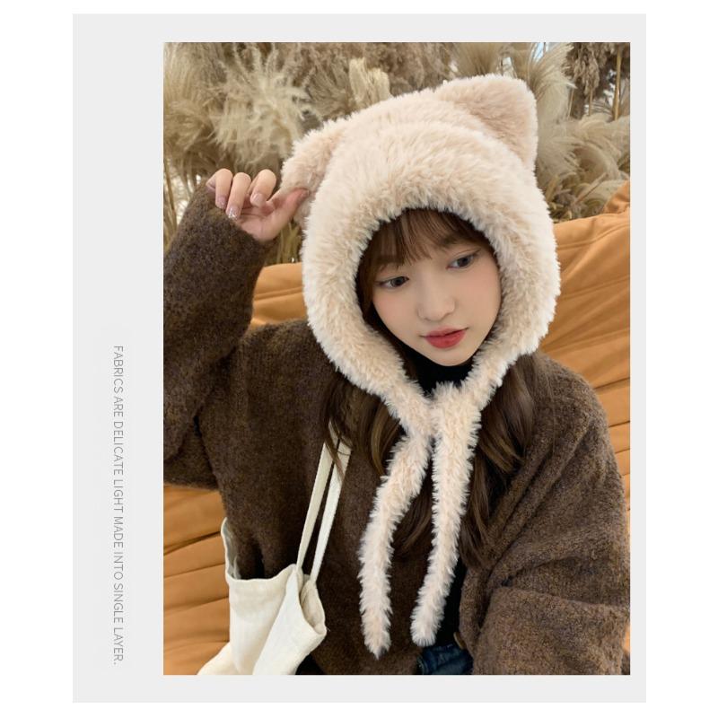 Шапка-ушанка женская зимняя плюшевая теплая вязаная шапка с защитой ушей