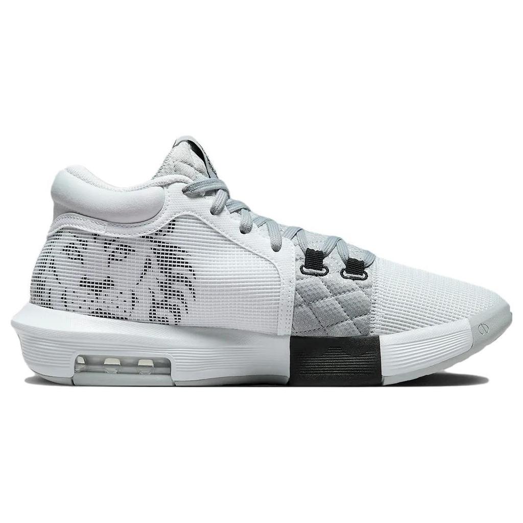 Nike LeBron Witness 8 белые светло-дымчатые серые мужские кроссовки черные FB2239-100