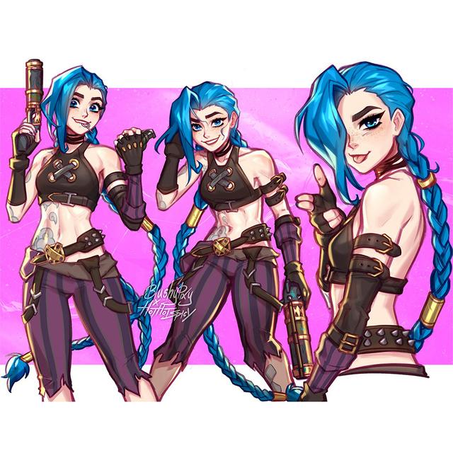 Рамка из цельного дерева, настенное искусство, популярная игра Jinx League of Legends Arcane, постер телесериала, холст, картина для гостиной, любителей игр, домашний декор