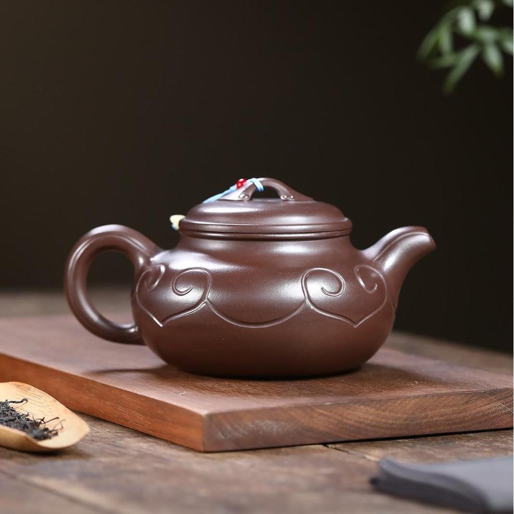 Yixing Zisha Ruyi Chengxiang Handmade Antique Purple Clay Teapot Set