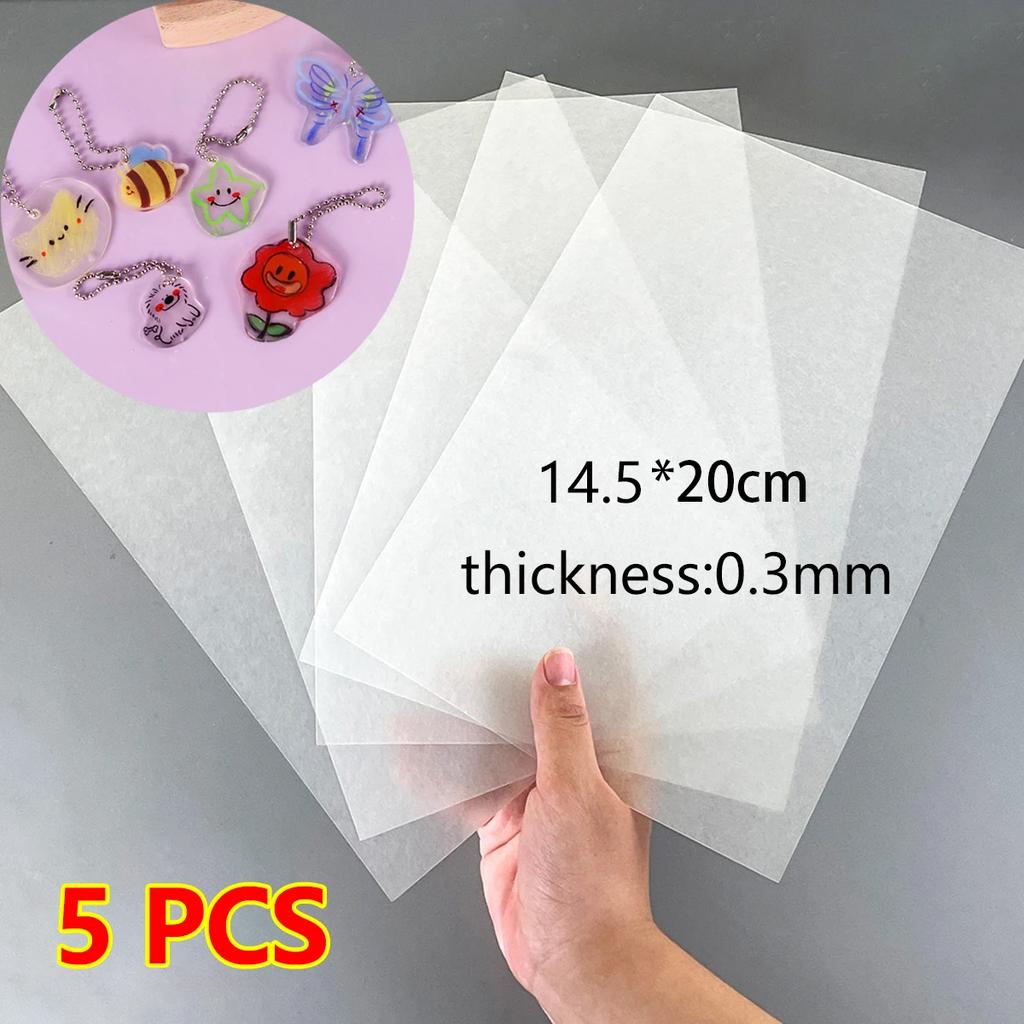5Pcs Shrink Plastic Sheets Fun Thermal Heat Shrink Film Translucent Sheets Blank Shrink Art Film Paper For DIY 14.5x20cm