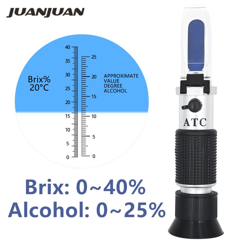 Handheld 0~40% Sugar Refractometer Household 0~25% Alcohol Wine Refractometer Beer Brix Concentration Detector Wort Tester