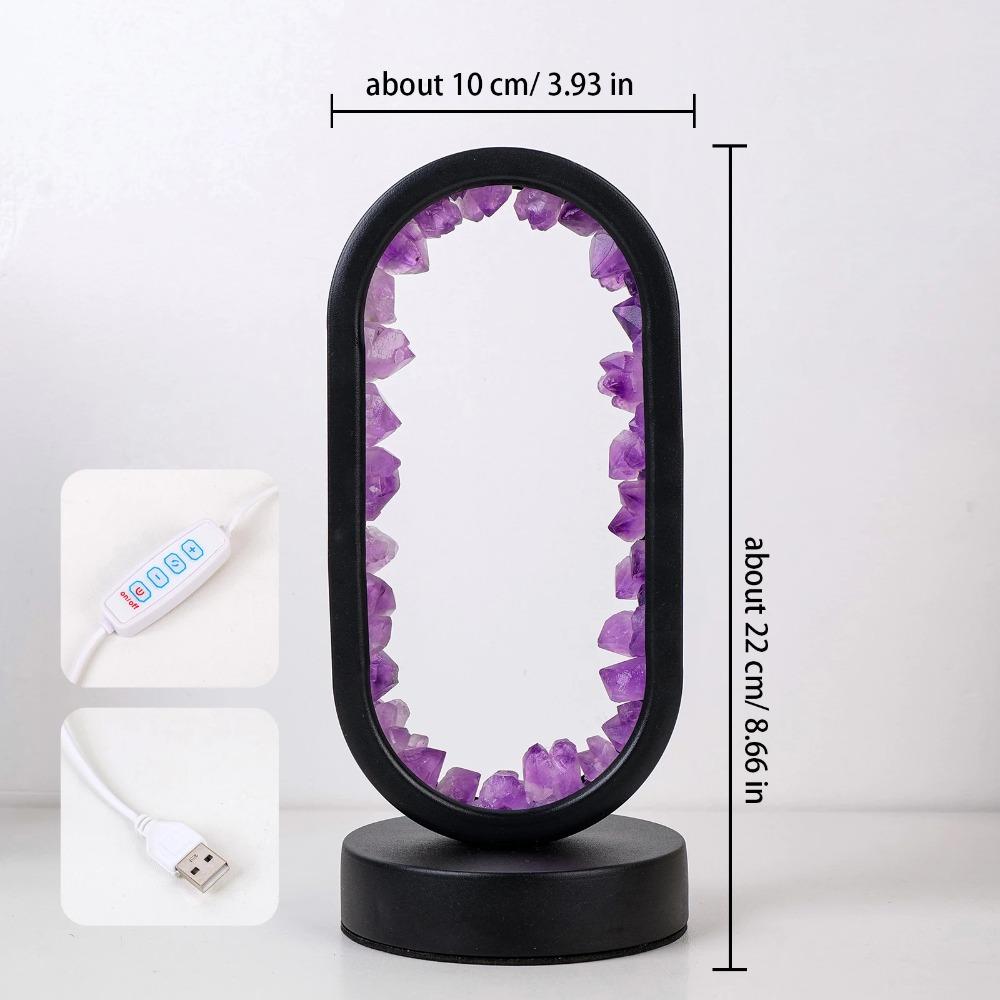 1PC LED Bedside Lamp | Natural Quartz & Amethyst Raw Stone Crystal Lamp | Soothing Night Light for Bedroom & Desk, Christmas Dec