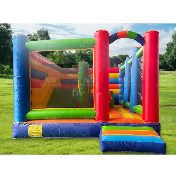 Commercial Outdoor Kids Party Combo: Moonwalk Trampoline, Water Slide, Castle Playhouse