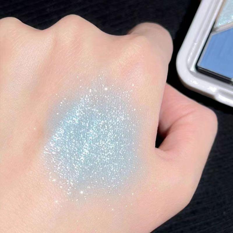 Portable Reverse World Four-color Eyeshadow Palette Spice Girl Pink Summer Blue Green Pocket Eyeshadow blue