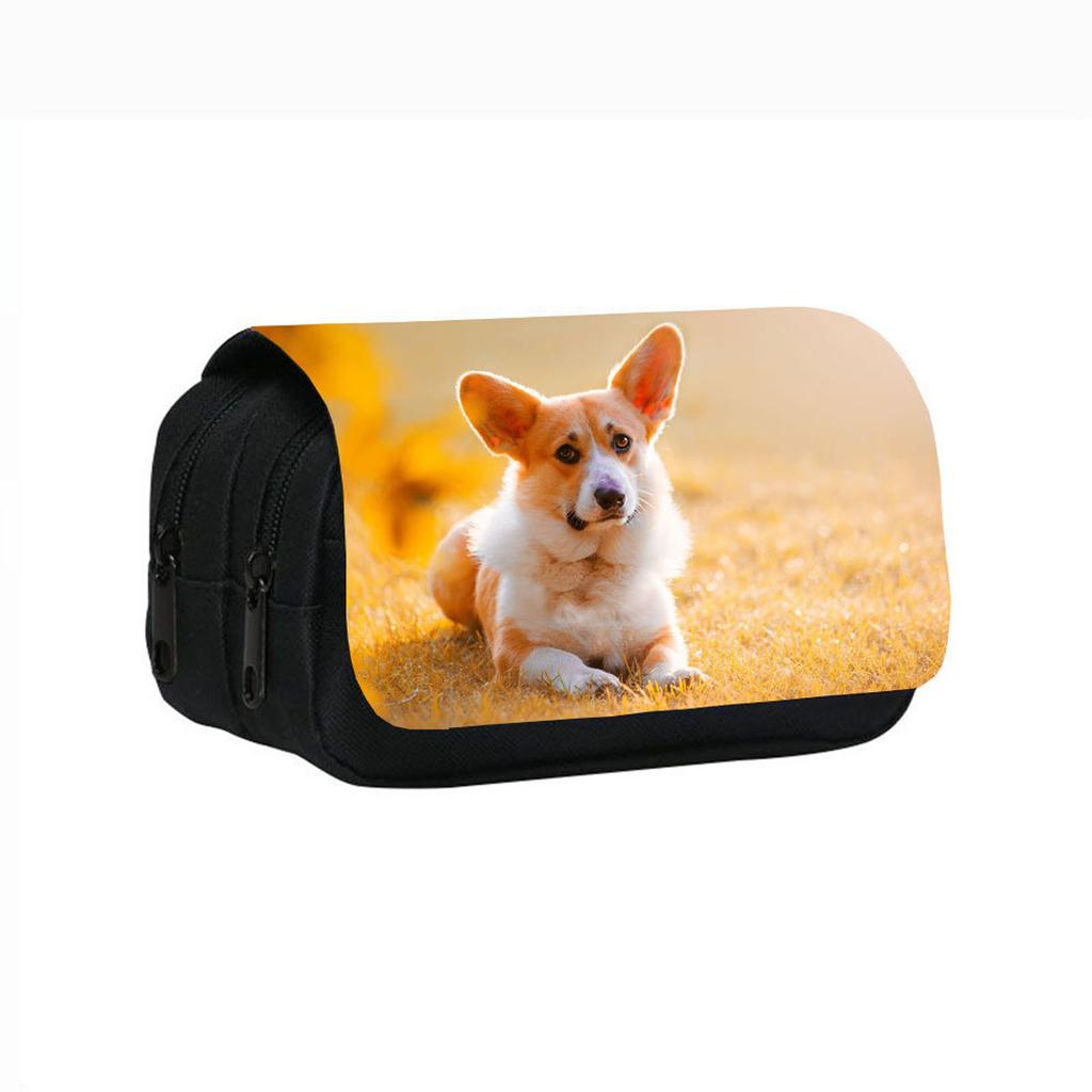 Милый пенал с принтом щенков, двухслойный, для учеников средней школы и детей