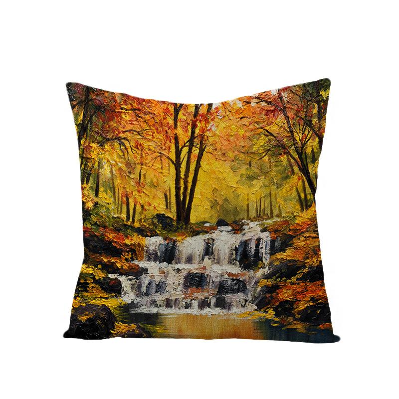 Retro-Style Autumn With Maple Leaves And Sunflowers Digital Printing Short Plush Pillow Covers For Car Sofa Office Cushion Cover