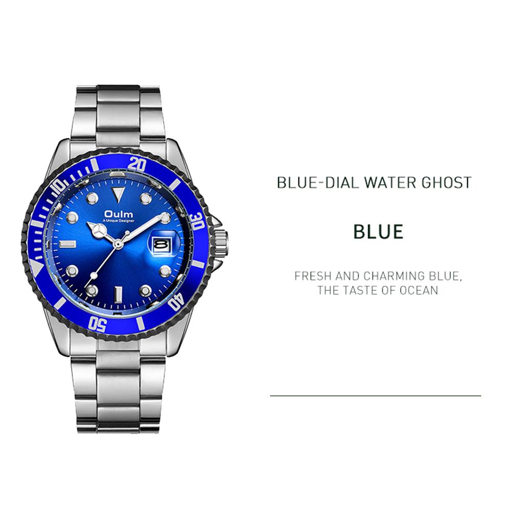 Oulm Часы мужские кварцевые Water Ghost Luminous Calendar Steel Band Watch Casual Sports Business Watch