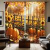 2pcs HD Autumn Sunflower Pumpkin Garden Decorative Curtain Yellow Tie Digital Printed Curtain Home Decoration Style Decoratio
