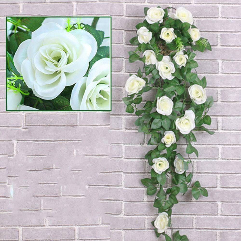 18 Heads Home Vine Hanging Artificial Vine Plant Garden Decor Fake Rose Flowers
