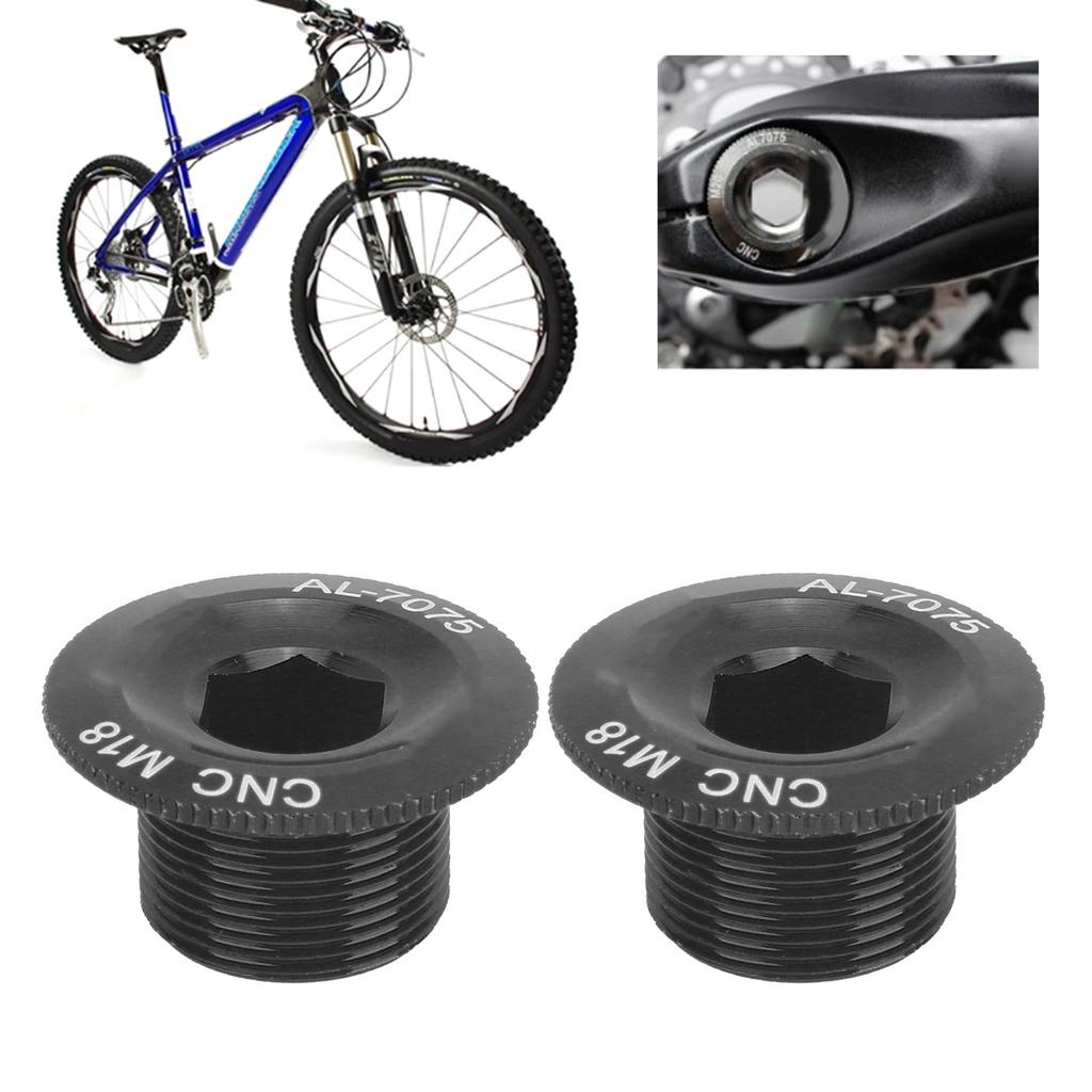 2Pcs Mountain Bike Crank Arm Fixing Bolts Bicycle Aluminum Alloy Crank Cover Screw CapM18 Black