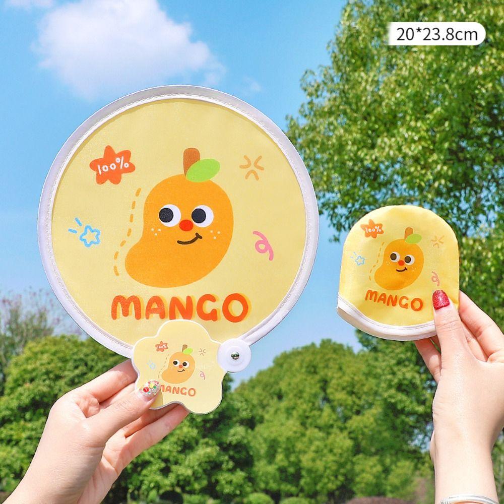 Cloth Hand Held Fan Cartoon Round Fan Portable Folding Group Fan