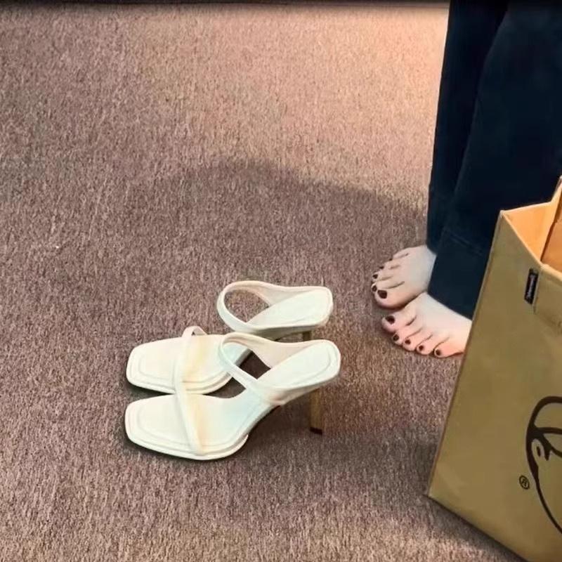 Лето 2025 года новые сексуальные сандалии на высоком каблуке для интернет-знаменитостей, женские, с леопардовым принтом, квадратным носком, открытым носком, сандалии-стилеты