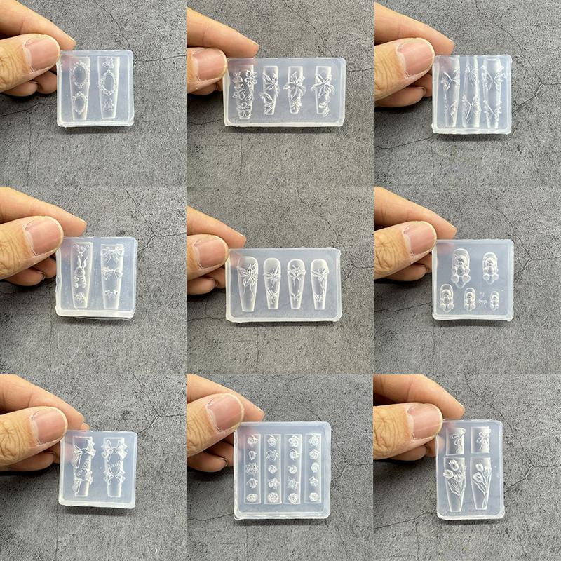 Прозрачный силиконовый молд для нейл-арта Изысканный ручной работы Бабочка Бант Цветок 3D Аксессуар для нейл-арта DIY Креативный молд для нейл-арта Подарок