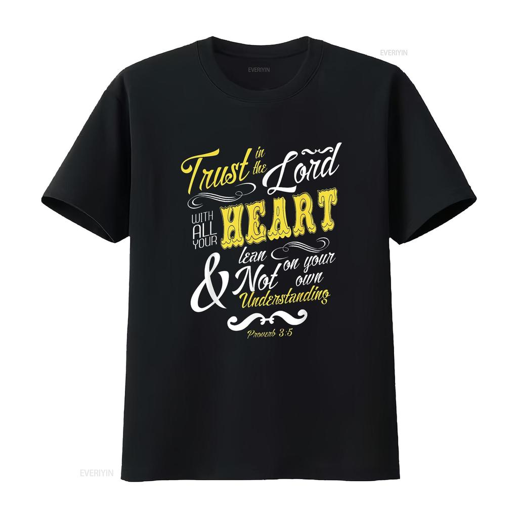 Trust In The Lord With All Your Heart Bible Verse T Shirt vintage Washed Stretched Soft Comfortable Top For Everyday Wear