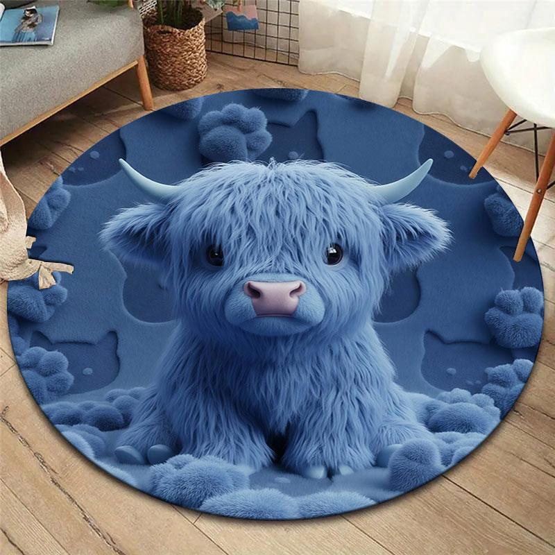 Furryanimals Round Area Rug,Carpet Rug for Living Room Bedroom Sofa Playroom Decor,Non slip Floor Mat