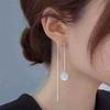 Серьги-кисточки с кошачьим глазом из чистейшего серебра S999, 8 мм и 10 мм, для женщин - Элегантные, Простые, Дизайн с длинной нитью