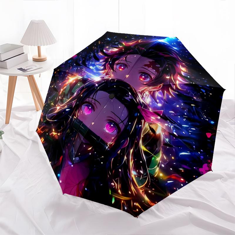 1pc Kamado Nezuko & Kamado Tanjirou Pattern Fashion Automatic Cartoon Umbrella is Fashionable and Good-Looking, Suitable for Travel and Daily Use.I057