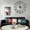 Large Outdoor Garden Wall Clock Metal Roman Numeral 40/47CM Round Face Black Gold Home Decoration