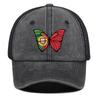 Butterfly Flag of Portugal Print Snapback Trucker Hat,Sunshade Non-Stretch Fabric Adjustable Baseball Hat