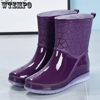 Нескользящие толстые резиновые сапоги для женщин, летние износостойкие резиновые сапоги с короткими ботинками, модные водонепроницаемые бахилы