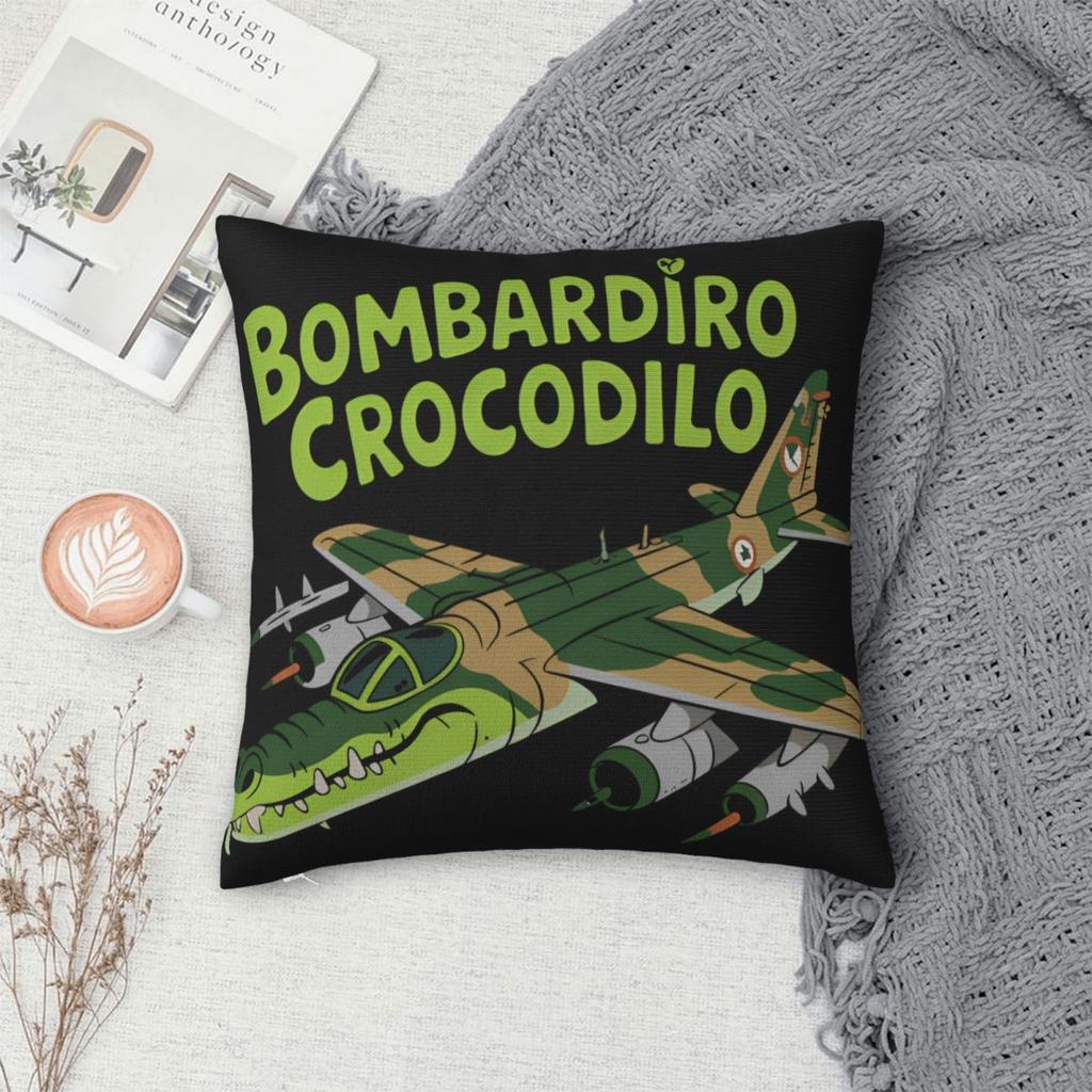 Наволочка для подушки Plane Bombardiro Crocodilo Полиэстер Чехол для подушки Декоративный Итальянский Мем Мозговая гниль Чехол для наволочки Домашний Молния