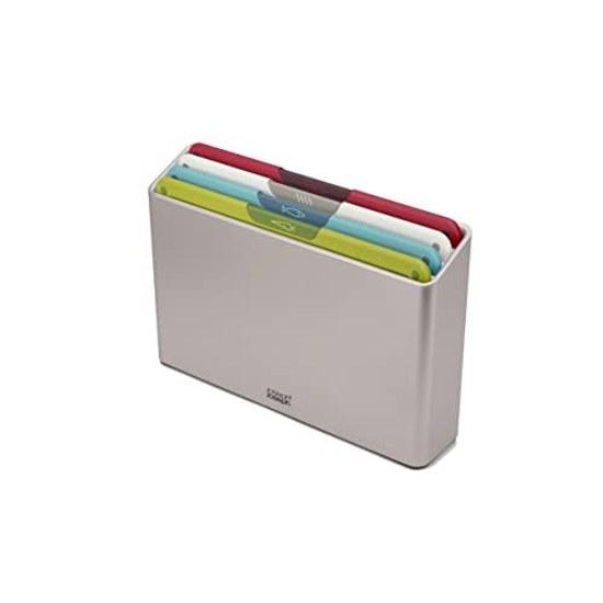 Joseph Cutting Board Folio Icon 4-Piece Set Food-Specific Icons Clean Antibacterial Dishwasher Safe Includes Stand Storage Case Plastic Non-Slip Goods