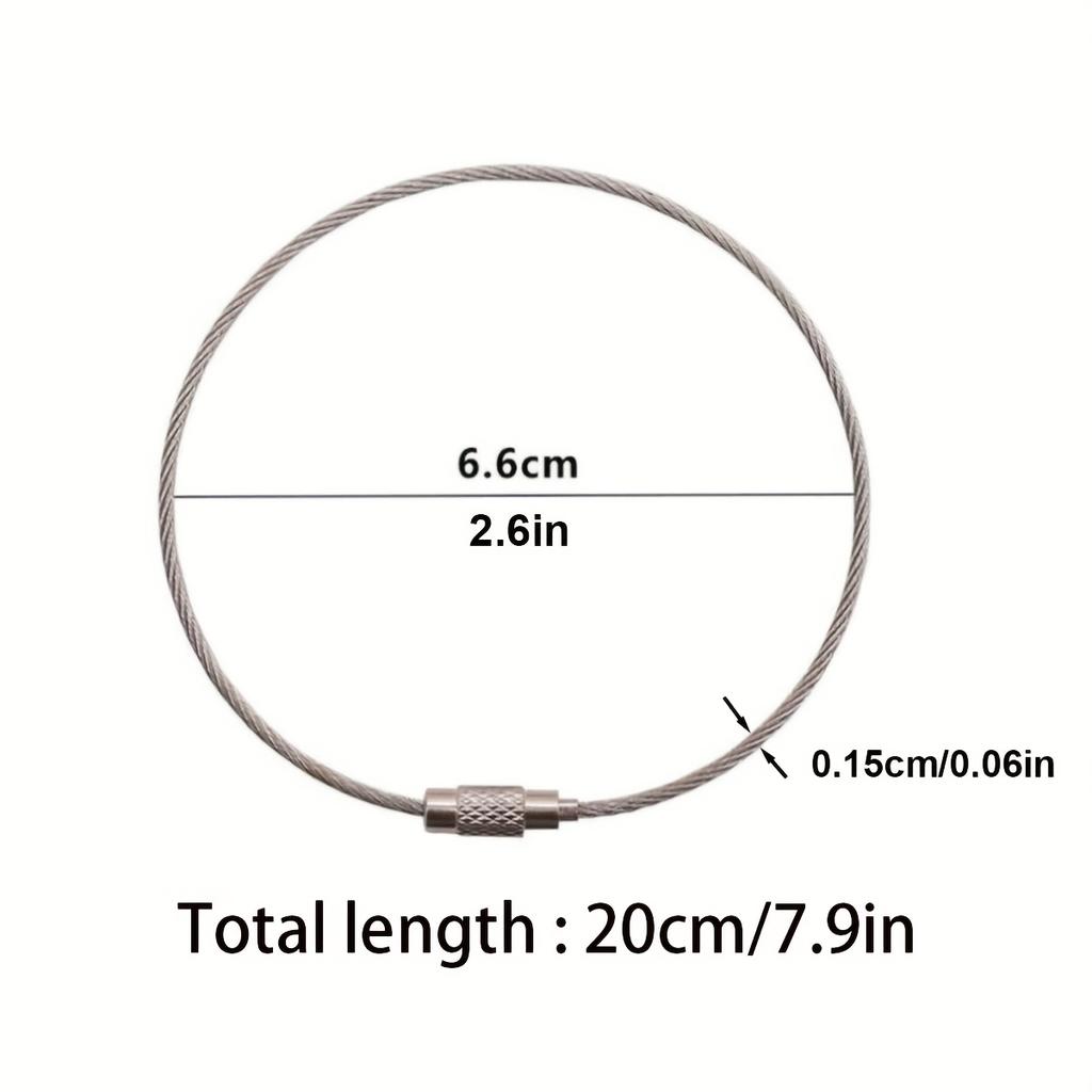 100 Pcs/Pack Stainless Steel Wire Keychains, Cable Key Rings, Heavy Duty Luggage Tags, Loops Tag Keepers, Twist Barrel