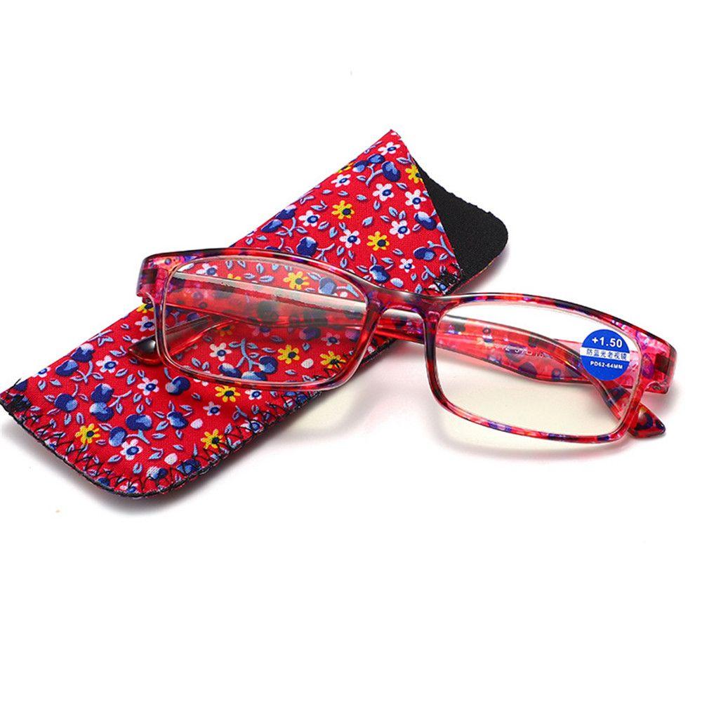 1 шт. новые модные женские очки для чтения, соответствующий чехол, ультралегкие увеличительные очки с принтом из смолы и цветком, уход за зрением